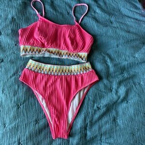 Pink and Multicolor Bikini Set